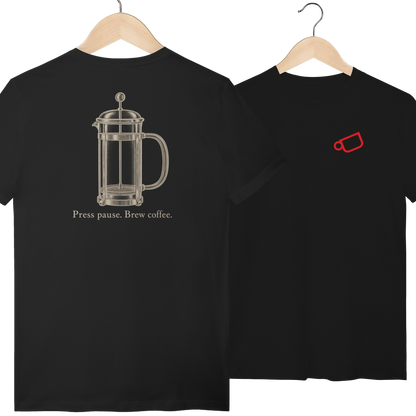 Camiseta Press Pause Brew Coffee Mr. Black Café