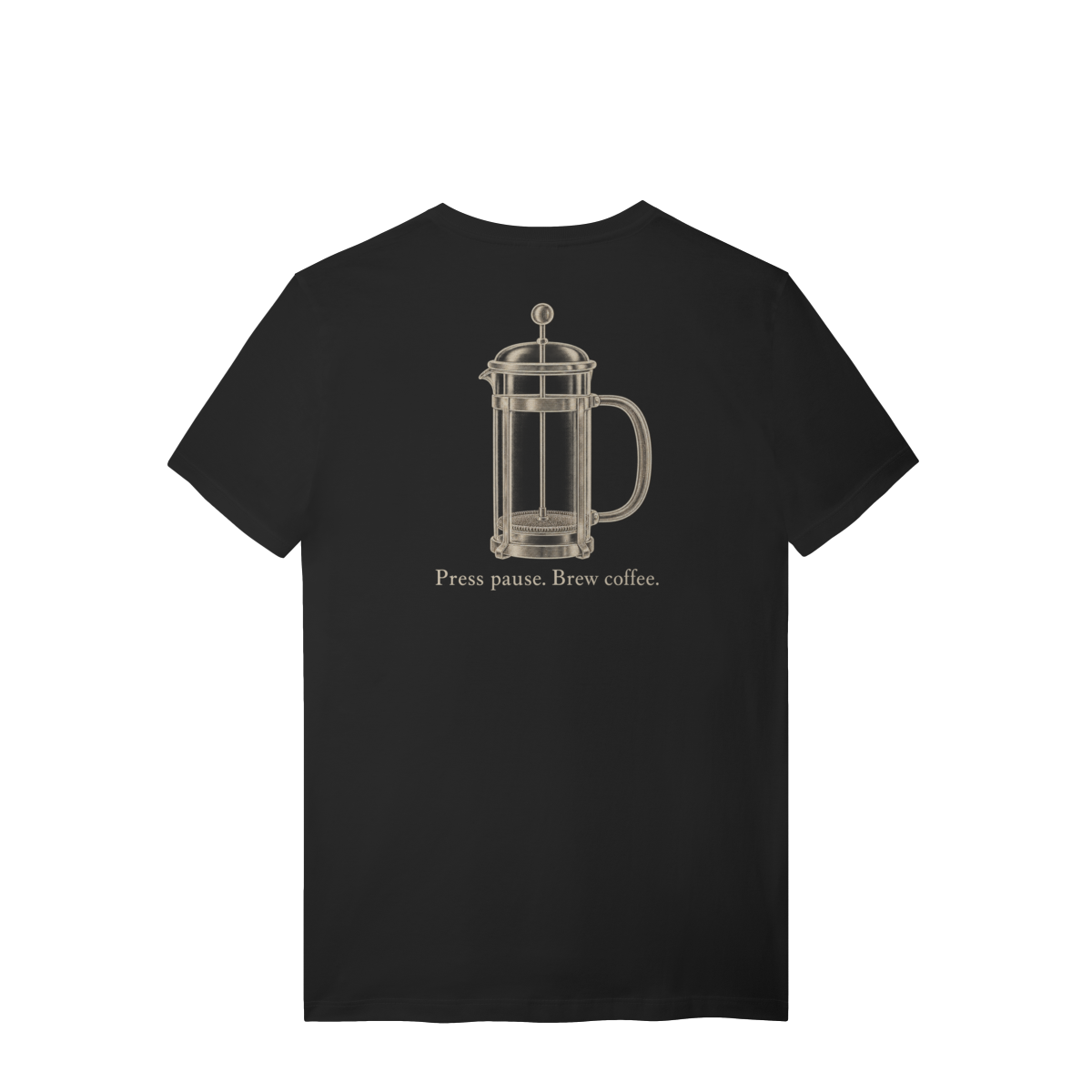 Camiseta Press Pause Brew Coffee Mr. Black Café — foto 6